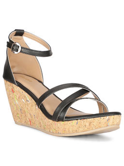 Bata - Women Black Ankle Strap Wedges