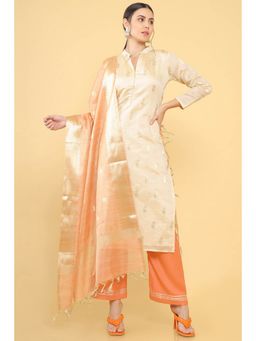 Soch - Women Beige Woven Dress Material (Set of 3)