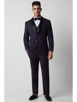 Van Heusen - Men Purple Wedding Three Piece Suit Blazer and Waist Coat with Trouser (Set of 3)
