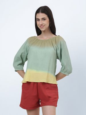 Top India - vert rayé main image 1