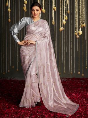 Women's Pure Silk Gold Embellished Designer Saree With Blouse Piece