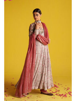 STUDIO BAGECHAA - Mahi Pink Anarkali with Pant and Dupatta (Set of 3)