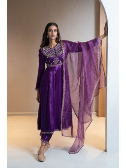 Aavya Store - Purple Anarkali with Pant and Dupatta (Set of 3)