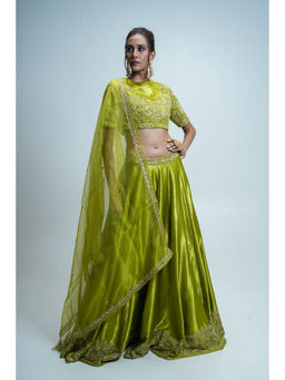 Aavya Store - Lime Green Lehenga with Blouse and Dupatta (Set of 3)