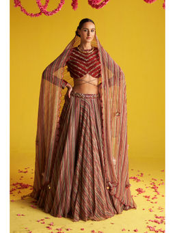 STUDIO BAGECHAA - Ahaana Multi Colour Lehenga with Blouse and Dupatta (Set of 3)