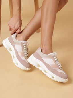 Marc Loire - Women Nude Lace-Ups Solid Casual Sneakers