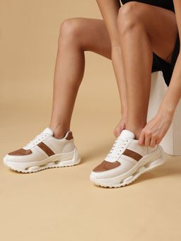 Marc Loire - Women Tan Lace-Ups Solid Casual Sneakers