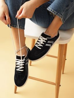 Marc Loire - Women Black Lace-Ups Solid Casual Sneakers