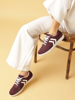 Marc Loire - Women Burgundy Lace-Ups Solid Casual Sneakers