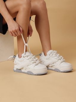 Marc Loire - Women White Lace-Ups Solid Casual Sneakers