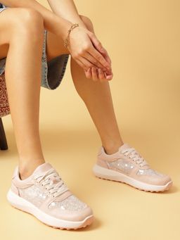 Marc Loire - Women Pink Lace-Ups Solid Casual Sneakers