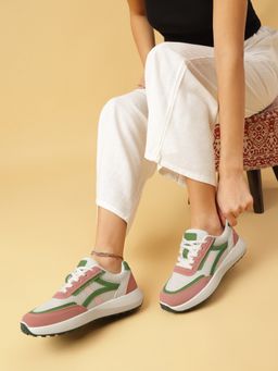 Marc Loire - Women Peach Lace-Ups Solid Casual Sneakers