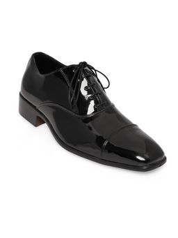 NR by Nidhi Rathi - Glossy Black Patent Derbies for Men