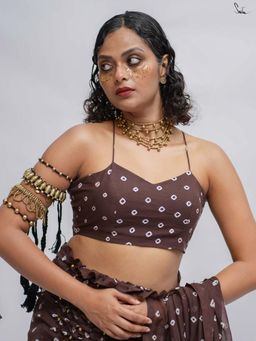 Suta - Brown Cambric Cotton Stitched Blouse