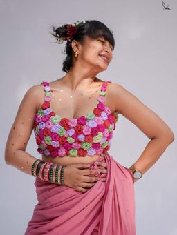 Suta - Multi-Color Cambric Cotton Stitched Blouse