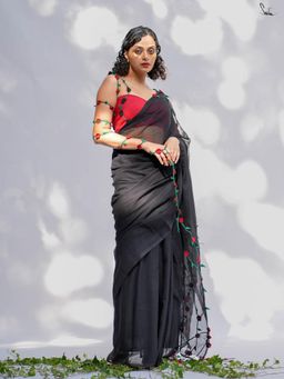 Suta - Black Mul Cotton Saree
