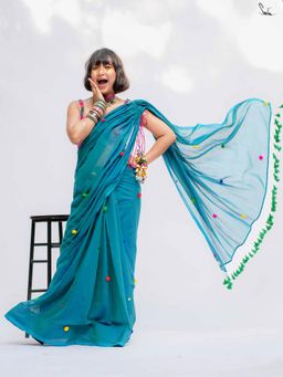 Suta - Teal Mul Cotton Saree
