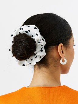 Accessorize London - Womens White 2 Pack Polka Dot Scrunchies