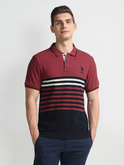 U.S. POLO ASSN. - Horizontal Stripe Pique Polo T-Shirt