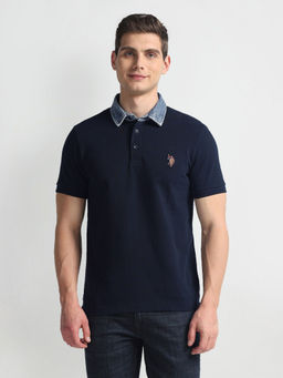 U.S. POLO ASSN. - Denim Collar Solid Polo T-Shirt
