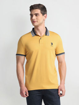 U.S. POLO ASSN. - Striped Collar Muscle Fit Polo T-Shirt