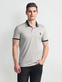 U.S. POLO ASSN. - Striped Collar Muscle Fit Polo T-Shirt
