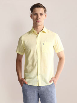 U.S. POLO ASSN. - Spread Collar Linen Blend Shirt