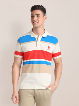 U.S. POLO ASSN. - Horizontal Stripe Slim Polo T-Shirt