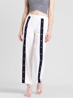 Dodo & Moa - White And Black Straight Women Trousers