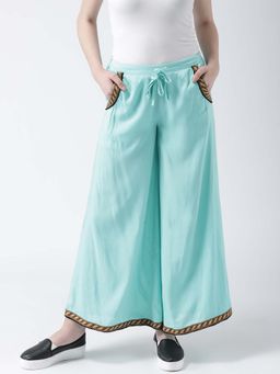 Dodo & Moa - Mint Green Flared Trousers For Women