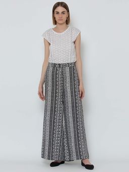 Dodo & Moa - Black And White Printed Women Trousers