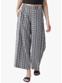Dodo & Moa - Black And White Printed Women Trousers