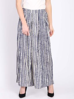 Dodo & Moa - Off White And Blue Striped Women Trousers