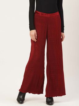 Dodo & Moa - Maroon Flared Women Trousers