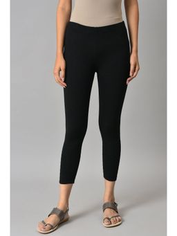 Elleven - Black Knitted Solid Winter Leggings