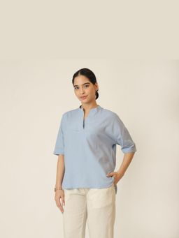 Saltpetre - Blue Solid Kimono Top
