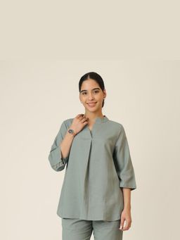 Saltpetre - Green Sherry Single Pleated Tunic
