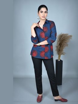 EARTHWEAR - Red Ajrakh Hand Block Printed Shirt