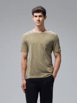 U.S. POLO ASSN. - Men Olive Graphic Printed Regular Fit T-shirt
