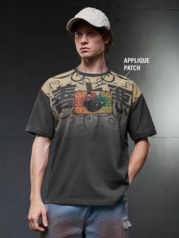 The Souled Store - Men Charcoal Harry Potter Graphic Printed Oversized T-shirt