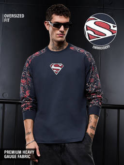 The Souled Store - Men Navy Blue Printed Full Sleeves T-shirt