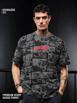 The Souled Store - Men Grey Graphic Printed Oversized T-shirt