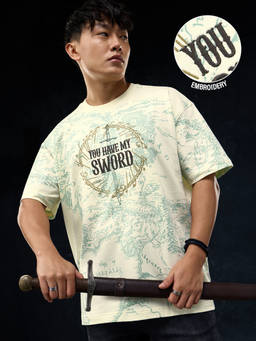 The Souled Store - Men Cream Official Embroidered Oversized T-shirt