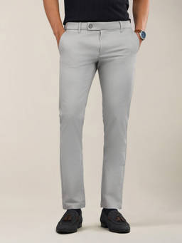 U.S. POLO ASSN. - Men Grey Textured Cotton Trouser