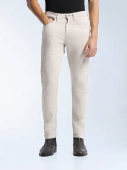 Flying Machine - Men Off White Solid Slash Slim Fit Jeans