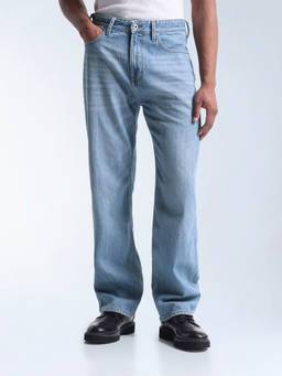 Flying Machine - Men Light Blue Cobain Relaxed Fit Whiskered Jeans