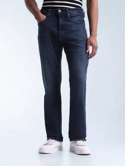 Flying Machine - Men Dark Blue Bruce Bootcut Fit Whiskered Jeans