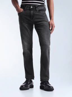 Flying Machine - Men Black Straight Fit Whiskered Jeans