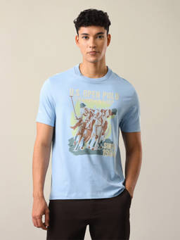 U.S. Polo Assn. Denim Co. - Men Blue Graphic Brand Printed T-shirt