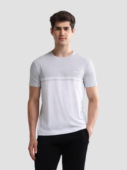 U.S. POLO ASSN. - Men Grey-White Colorblock Slim Fit T-shirt